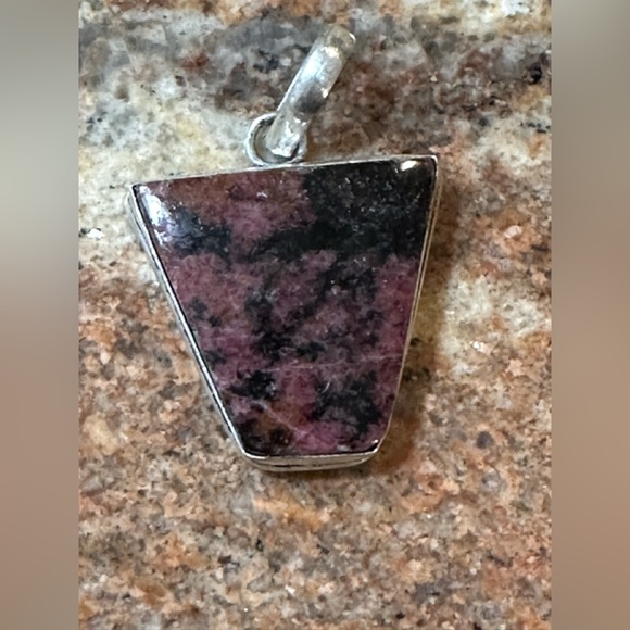Rhodonite Natural Stone Handcrafted Pendant - Picture 3 of 5